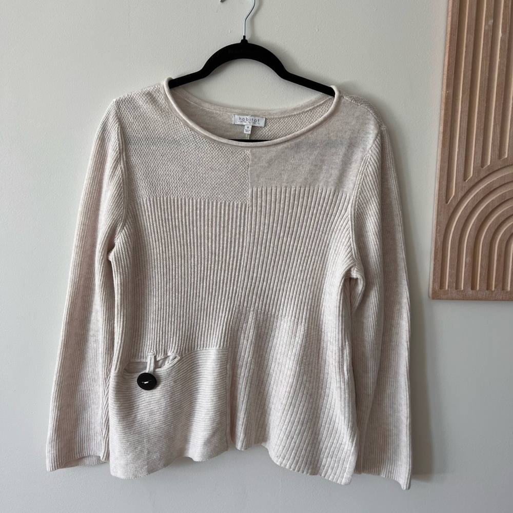 Habitat Cream Long Sleeve Blouse Size Medium